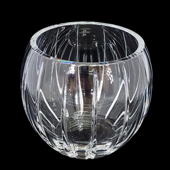 Vintage Lead Crystal Round Sphere‎ Floral Posy Bowl Vase Cut Decor Accent - Picture 1 of 8